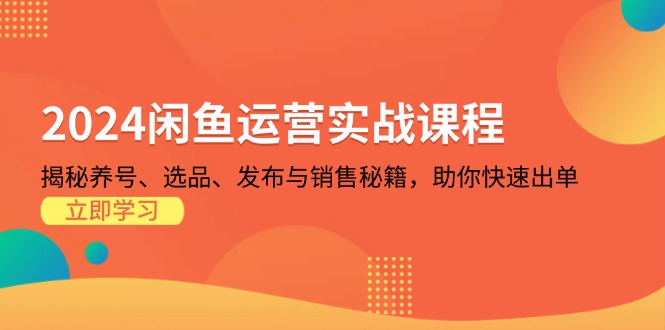 （13290期）2024闲鱼运营实战课程：揭秘养号、选品、发布与销售秘籍，助你快速出单|小鸡网赚博客