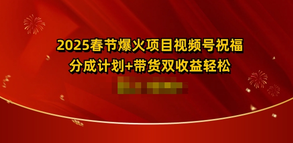 2025春节爆火项目视频号祝福，分成计划+带货双收益，轻松日入多张|小鸡网赚博客