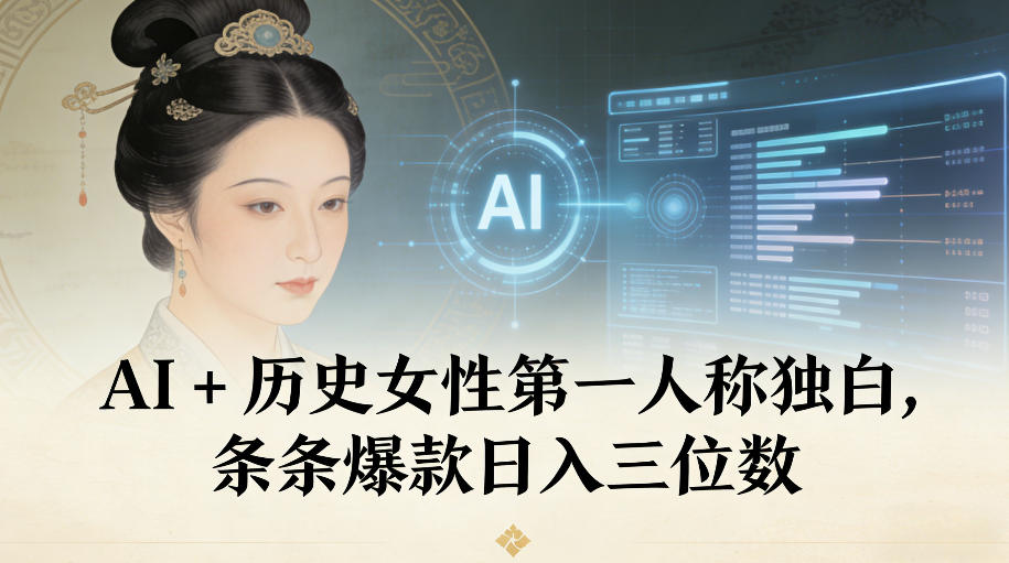 AI+历史女性第一人称独白，条条爆款日入三位数|小鸡网赚博客