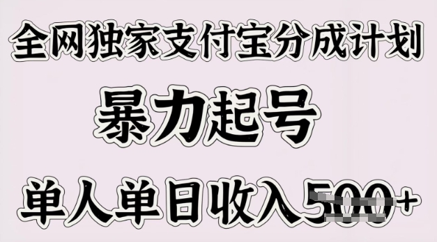 全网独家支付宝分成计划，暴力起号，单人单日收入多张|小鸡网赚博客