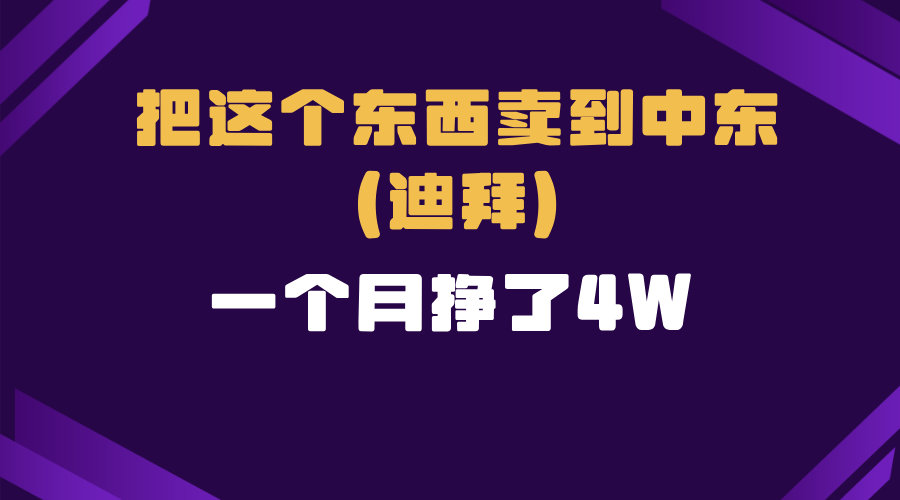（13740期）跨境电商一个人在家把货卖到迪拜，暴力项目拆解|小鸡网赚博客
