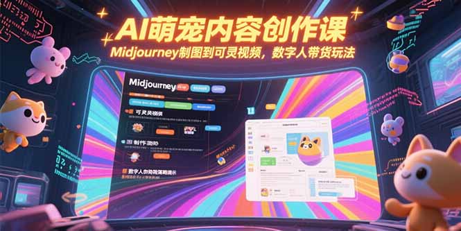 （15311期）AI萌宠内容创作课，Midjourney制图到可灵视频，数字人带货玩法|小鸡网赚博客