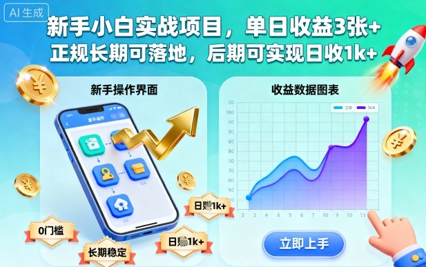 新手小白实战项目，单日收益3张+，正规长期可落地，后期可实现日收1k+【揭秘】|小鸡网赚博客