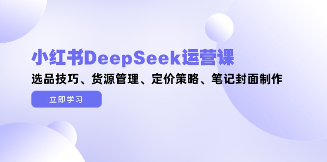 （14748期）小红书DeepSeek运营课，选品技巧、货源管理、定价策略、笔记封面制作|小鸡网赚博客
