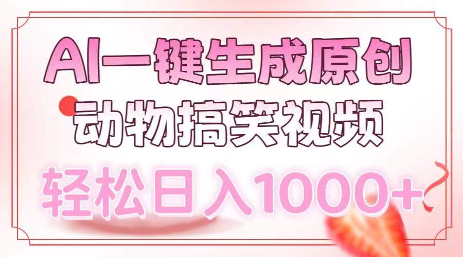 （13884期）AI一键生成原创动物搞笑视频，轻松日入1000+|小鸡网赚博客