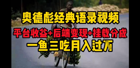 奥德彪经典语录做好一条视频分发全平台，平台收益+后端变现+挂载程序，一鱼三吃多重变现|小鸡网赚博客