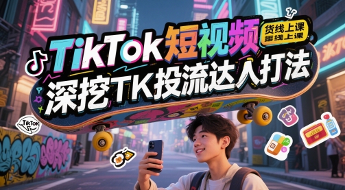 TikTok短视频带货线上课，深挖TK投流达人打法|小鸡网赚博客