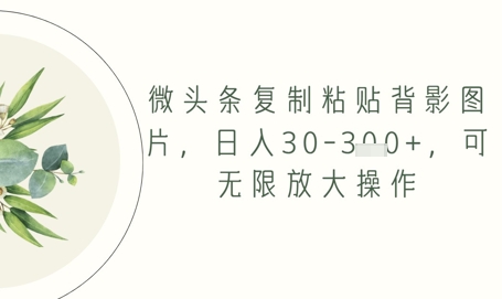 微头条复制粘贴背影图片，日入30-3张+，可无限放大操作|小鸡网赚博客