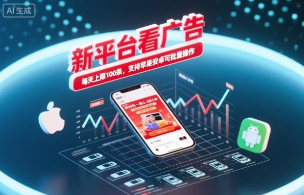 新平台看广告，养好机一条0.3到5米，每天上限100条，支持苹果安卓可批量操作|小鸡网赚博客