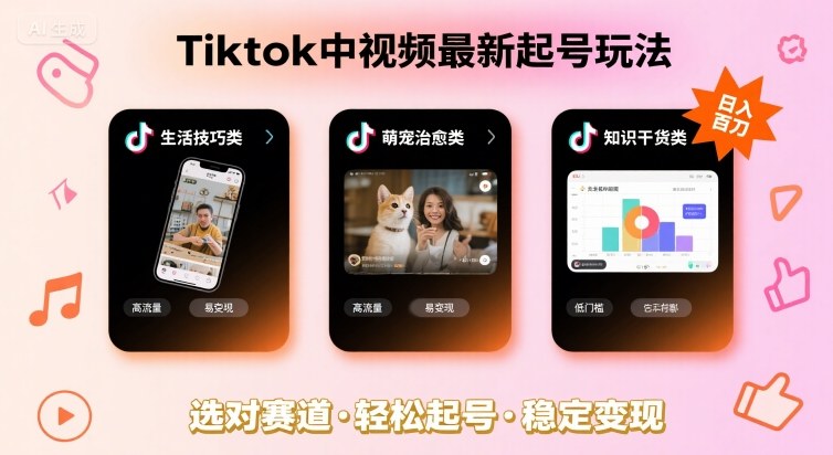 Tiktok中视频最新起号玩法，想要日入百刀，做好这几个赛道就可以了|小鸡网赚博客