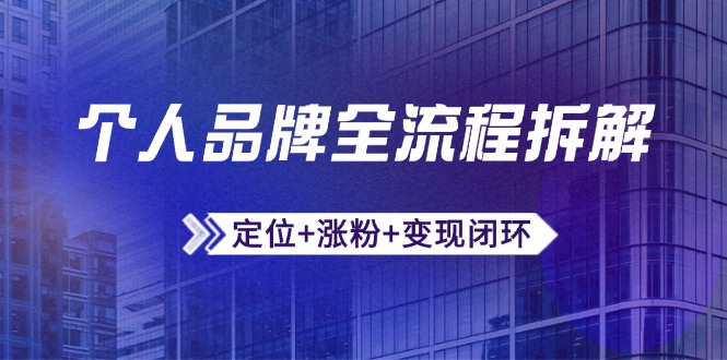 （14799期）个人品牌全流程拆解：定位+涨粉+变现闭环，微信生态运营与资源整合|小鸡网赚博客