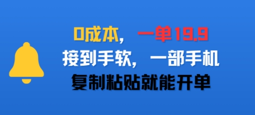 0成本，一单19.9，接到手软，一部手机，复制粘贴就能开单|小鸡网赚博客