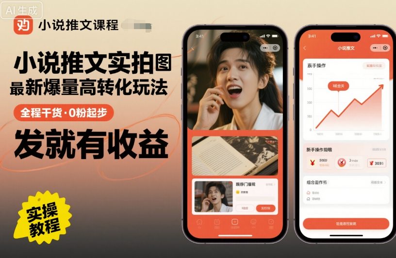 小说推文实拍双图文最新爆量高转化玩法，全程干货，0粉起步，发就有收益|小鸡网赚博客