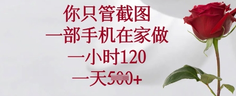 你只管截图，一部手机在家做，一小时120.一天5张【揭秘】|小鸡网赚博客