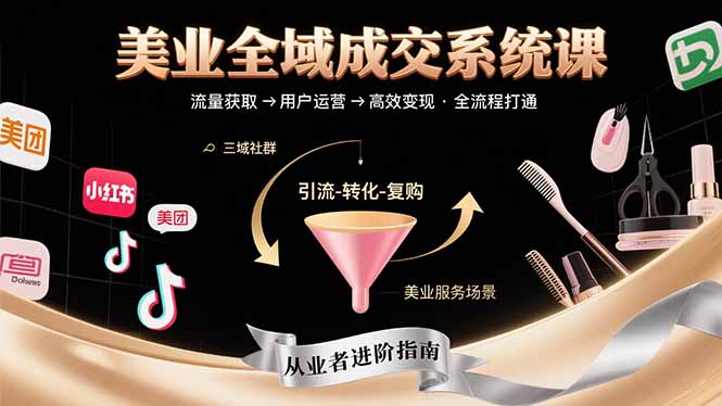 （15650期）美业全域成交系统课程：帮助美业从业者打通从流量获取到高效变现全流程|小鸡网赚博客