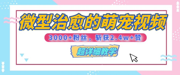 【揭秘】微型治愈的萌宠视频，3000+粉丝，6秒的视频斩获2.4w+赞【附详细教程】|小鸡网赚博客