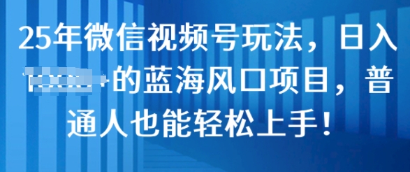 25年微信视频号玩法，日入几张的蓝海风口项目，普通人也能轻松上手!|小鸡网赚博客