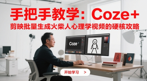 手把手教学：Coze + 剪映批量生成火柴人心理学视频的硬核攻略|小鸡网赚博客
