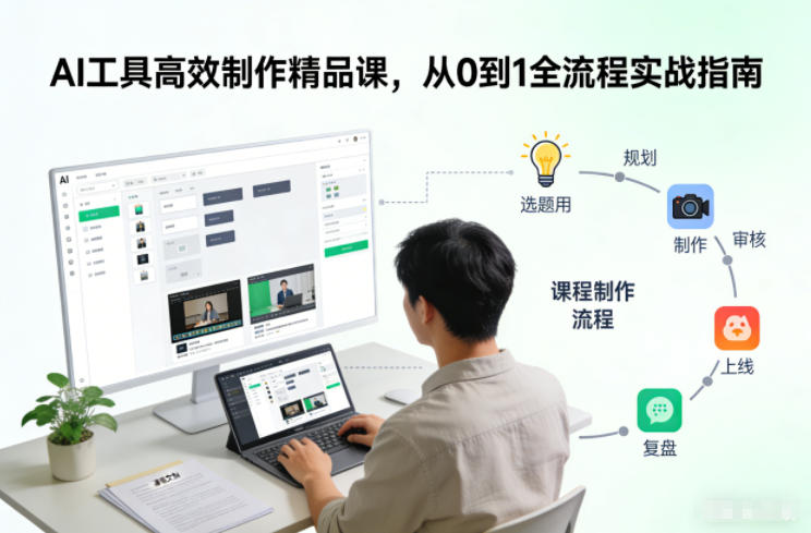 AI工具高效制作精品课，从0到1全流程实战指南|小鸡网赚博客
