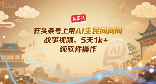 在头条号上用AI生民间故事视频，5天1k+，纯软件操作|小鸡网赚博客