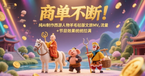商单不断！纯AI制作西游人物羊毛毡版文旅MV，流量+节目效果统统拉满|小鸡网赚博客