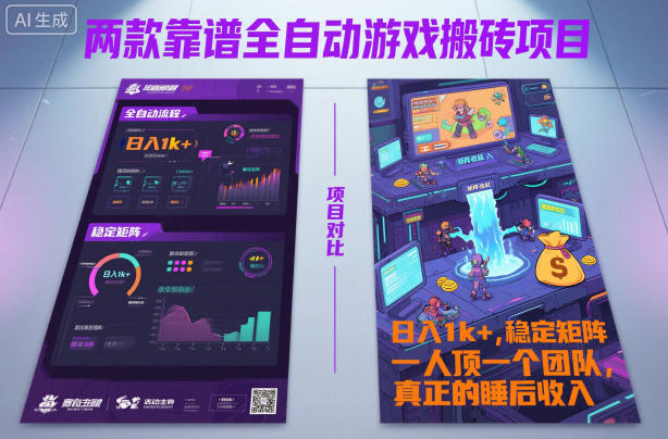 两款靠谱全自动游戏搬砖项目，日入1k+，稳定可矩阵，一人顶一个团队，真正的睡后收入【揭秘】|小鸡网赚博客