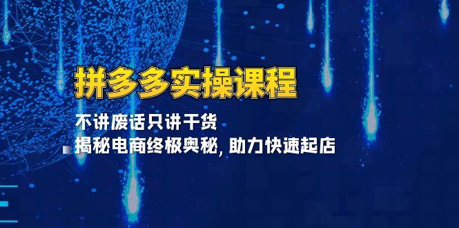 （13577期）拼多多实操课程：不讲废话只讲干货, 揭秘电商终极奥秘,助力快速起店|小鸡网赚博客