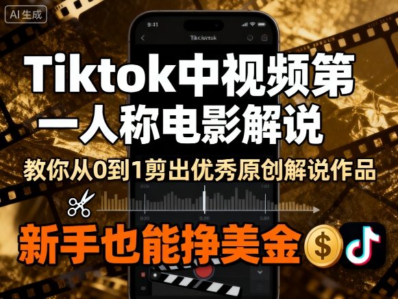 Tiktok中视频第一人称电影解说，教你从0到1剪出一个优秀的原创解说作品，新手也能挣美金|小鸡网赚博客