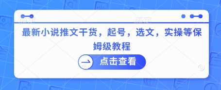 最新小说推文干货，起号，选文，实操等保姆级教程|小鸡网赚博客