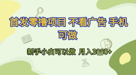 首发零撸项目 不看广告 手机可做 新手小白可以做  月入3k+【揭秘】|小鸡网赚博客