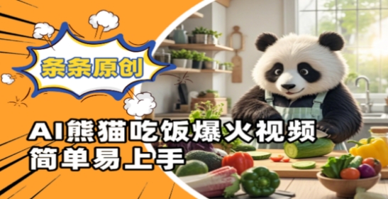Ai熊猫吃饭爆火视频，条条原创，简单易上手|小鸡网赚博客