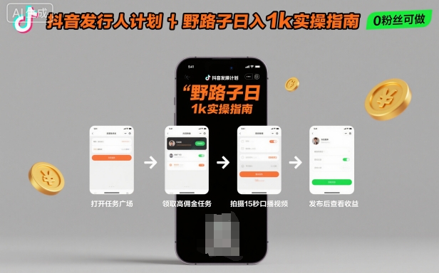 抖音发行人计划全新野路子玩法，随时随地，只要有手机，就能操作，日入1k+【揭秘】|小鸡网赚博客