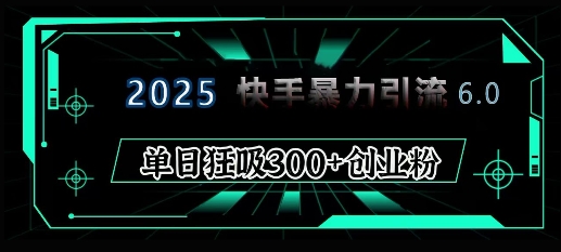 2025年快手6.0保姆级教程震撼来袭，单日狂吸300+精准创业粉|小鸡网赚博客