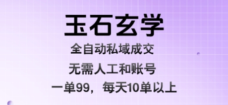 玉石玄学全自动私域成交，一单99每天十单以上，无需人工和矩阵账号，蓝海项目直接干【揭秘】|小鸡网赚博客