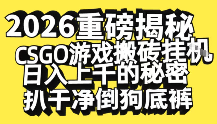 2026开年重磅解密，CSGO游戏搬砖挂G日入1k+的秘密，把倒狗的底裤扒干【揭秘】|小鸡网赚博客