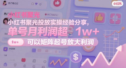 小红书聚光投放实操经验分享，单号月利润超1w+，可以矩阵起号放大利润|小鸡网赚博客