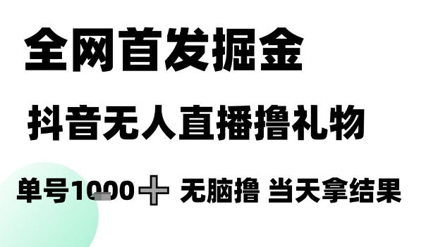 全网首发掘金抖音无人直播撸礼物，单号1k +无脑撸，当天拿结果【揭秘】|小鸡网赚博客
