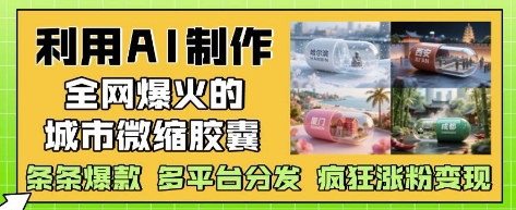 利用AI制作全网爆火的城市微缩胶囊，条条爆款， 多平台分发，疯狂涨粉变现|小鸡网赚博客