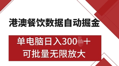 港澳餐饮数据全自动掘金，单电脑日入多张, 可矩阵批量无限操作【揭秘】|小鸡网赚博客