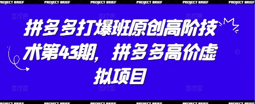 拼多多打爆班原创高阶技术第43期，拼多多高价虚拟项目|小鸡网赚博客