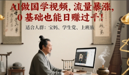 AI做国学视频，流量暴涨 ，0 基础也能日入多张|小鸡网赚博客