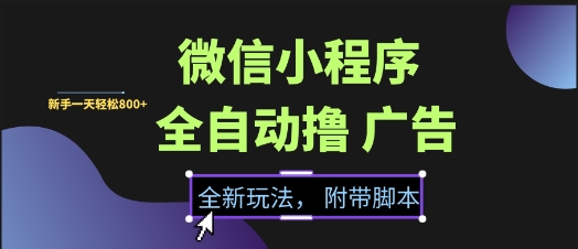 微信小程序全自动撸广告项目，彻底解决没流量的问题，新手一天8张+【揭秘】|小鸡网赚博客