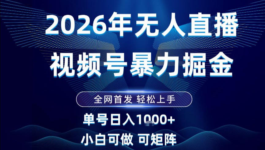 2026最新视频号无人直播掘金，全网首发，小白可以玩，长期稳定日入1k+【揭秘】|小鸡网赚博客