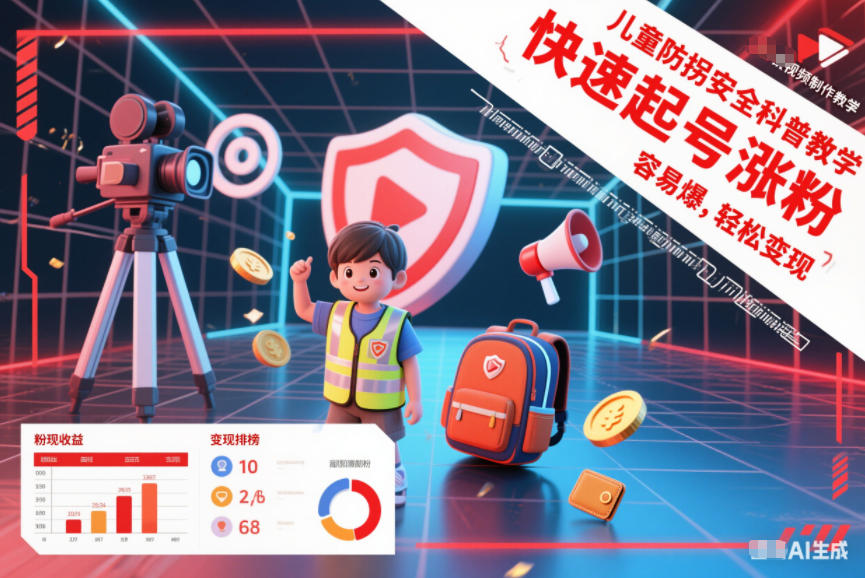 儿童防拐安全科普知识视频制作教学，快速起号涨粉，容易爆，轻松变现|小鸡网赚博客