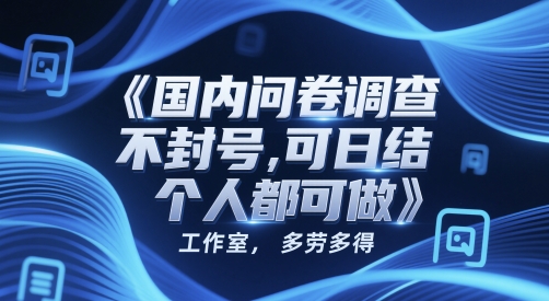 国内问卷调查，不封号，可日结，多劳多得，工作室，个人都可做|小鸡网赚博客