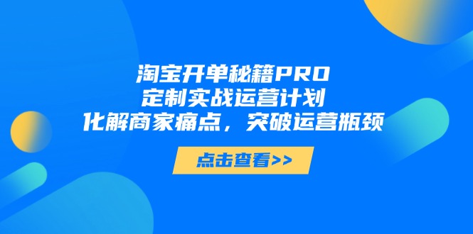 （14642期）淘宝开单秘籍PRO，定制实战运营计划，化解商家痛点，突破运营瓶颈|小鸡网赚博客