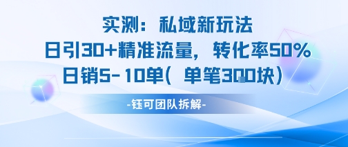 实测私域新玩法日引30加精准流量转化率50%日销5-10单每笔3张|小鸡网赚博客