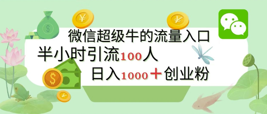 新的引流变现阵地，微信超级牛的流量入口，半小时引流100人，日入1000+创业粉|小鸡网赚博客