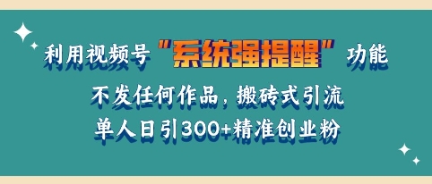 利用微信视频号系统提醒功能，引流精准创业粉，无需发布任何作品，单人单日引流300+创业粉|小鸡网赚博客