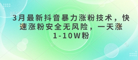 3月最新抖音暴力涨粉技术，快速涨粉安全无风险，一天涨1-10W粉|小鸡网赚博客